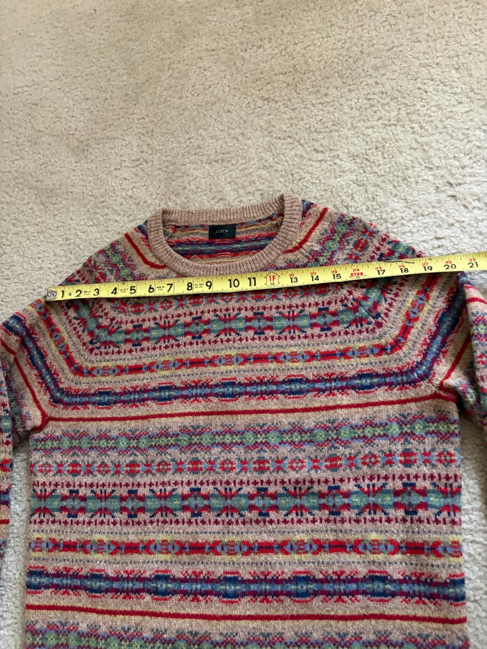 J.CREW 100% Lambswool Fair Isle Crewneck Pullover Sweater classic style